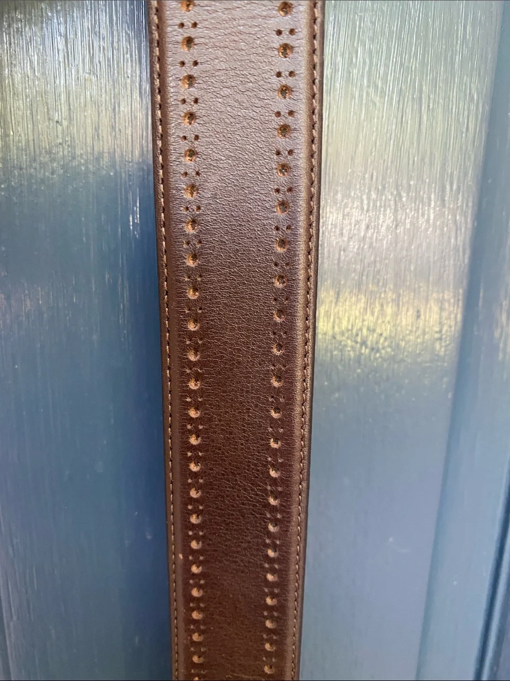 Mezlan Brown Leather Belt  w/ Perforated Brogue Edge Made in Spain Size 40